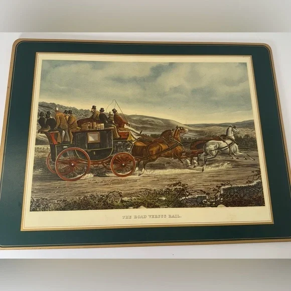 PIMPERNEL Fox Hunting Cork PlaceMats Vintage JF Herring Set Of 4 made in England - Picture 5 of 6